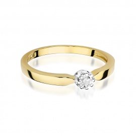 Pierścionek W0450 Diament 0,10ct żółte złoto