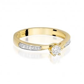 Pierścionek W0453 Diament 0,15ct żółte złoto