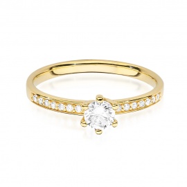 Pierścionek W0459B Diament 0,25ct żółte złoto