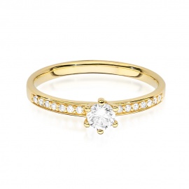 Pierścionek W0459 Diament 0,10ct żółte złoto