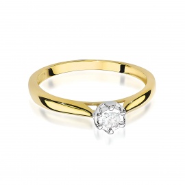 Pierścionek W0468 Diament 0,08ct żółte złoto