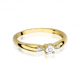 Pierścionek W0469 Diament 0,02ct żółte złoto