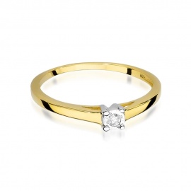 Pierścionek W0471 Diament 0,03ct żółte złoto