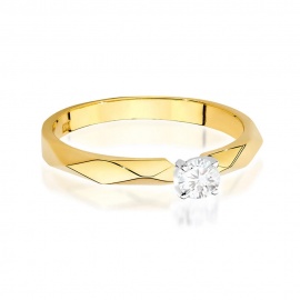 Pierścionek W0484 Diament 0,10ct żółte złoto
