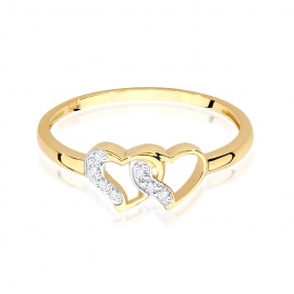 Pierścionek W0500 z diamentami żółte złoto
