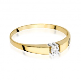 Pierścionek W0524 Diament 0,10ct żółte złoto