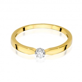 Pierścionek W0561 Diament 0,04ct żółte złoto