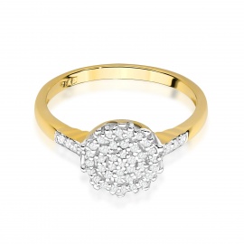 Pierścionek W0565 z diamentami żółte złoto