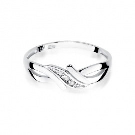 Pierścionek W0192 z diamentami białe złoto