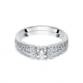 Pierścionek W0411 Diament 0,10ct białe złoto