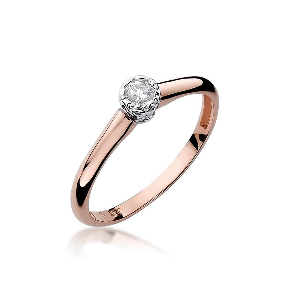Pierścionek W0042 Diament 0,13ct różowe złoto