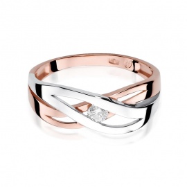 Pierścionek W0156 Diament 0,10ct różowe złoto