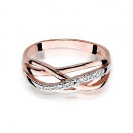 Pierścionek W0157 z diamentami różowe złoto