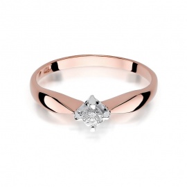 Pierścionek W0171 Diament 0,12ct różowe złoto