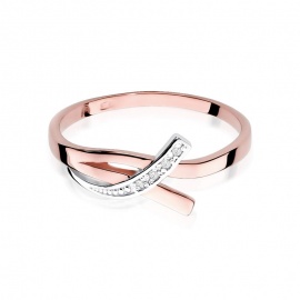Pierścionek W0179 z diamentami różowe złoto