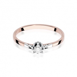 Pierścionek W0209 Diament 0,08ct różowe złoto