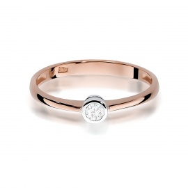 Pierścionek W0224 Diament 0,10ct różowe złoto