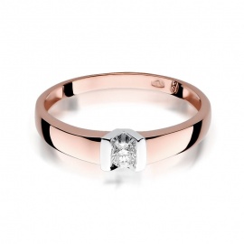 Pierścionek W0249 Diament 0,10ct różowe złoto
