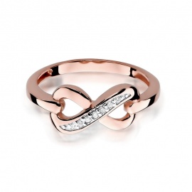 Pierścionek W0285 z diamentami różowe złoto