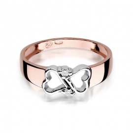 Pierścionek W0286 z diamentami różowe złoto