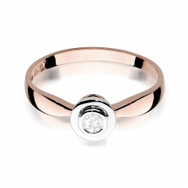 Pierścionek W0294 Diament 0,10ct różowe złoto