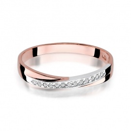 Pierścionek W0305 z diamentami różowe złoto