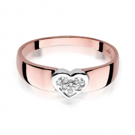 Pierścionek W0314 z diamentami różowe złoto