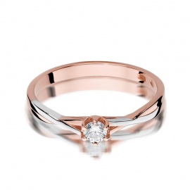 Pierścionek W0340 Diament 0,12ct różowe złoto