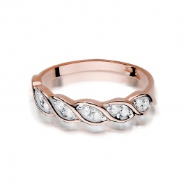 Pierścionek W0349 z diamentami różowe złoto