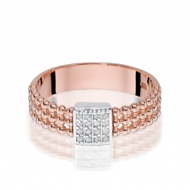 Pierścionek W0353 z diamentami różowe złoto