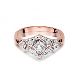 Pierścionek W0412 Diament 0,10ct różowe złoto