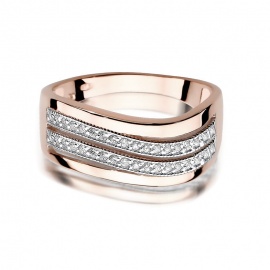 Pierścionek W0416 z diamentami różowe złoto