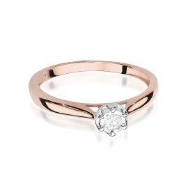 Pierścionek W0468 Diament 0,08ct różowe złoto
