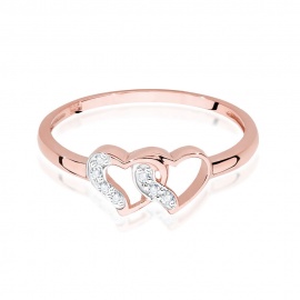 Pierścionek W0500 z diamentami różowe złoto