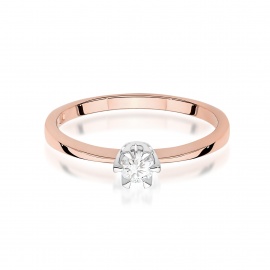 Pierścionek W0111 Diament 0,15ct różowe złoto