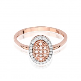 Pierścionek W0570 z diamentami różowe złoto