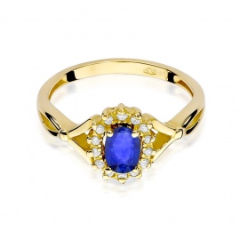 Pierścionek W0182 Szafir 0,70ct żółte złoto