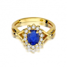 Pierścionek W0182 Szafir 0,90ct żółte złoto