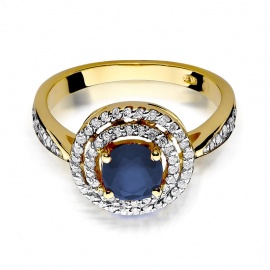 Pierścionek W0274 Szafir 1,00ct żółte złoto