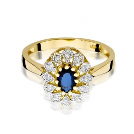 Pierścionek W0354 Szafir 0,70ct żółte złoto