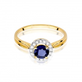 Pierścionek W0538 Szafir 1,00ct żółte złoto