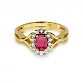Pierścionek W0182 Rubin 0,60ct żółte złoto