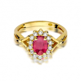 Pierścionek W0182 Rubin 1,00ct żółte złoto
