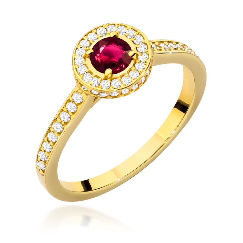 Pierścionek W0559 Rubin 0,30ct żółte złoto