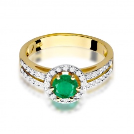 Pierścionek W0087 Szmaragd 0,50ct żółte złoto