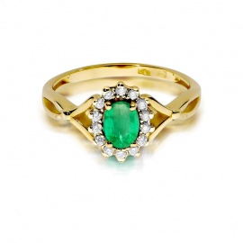 Pierścionek W0182 Szmaragd 0,40ct żółte złoto