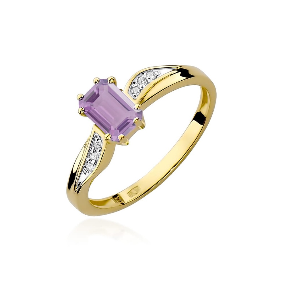 Pierścionek W0094 Ametyst 0,50ct żółte złoto