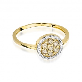 Pierścionek W0440 z brązowymi Diamentami żółte złoto