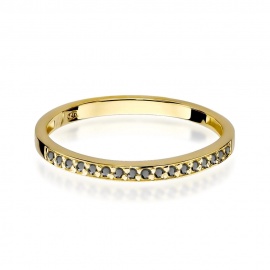 Pierścionek W0306 z czarnymi Diamentami żółte złoto