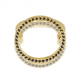 Pierścionek W0510 z czarnymi Diamentami żółte złoto